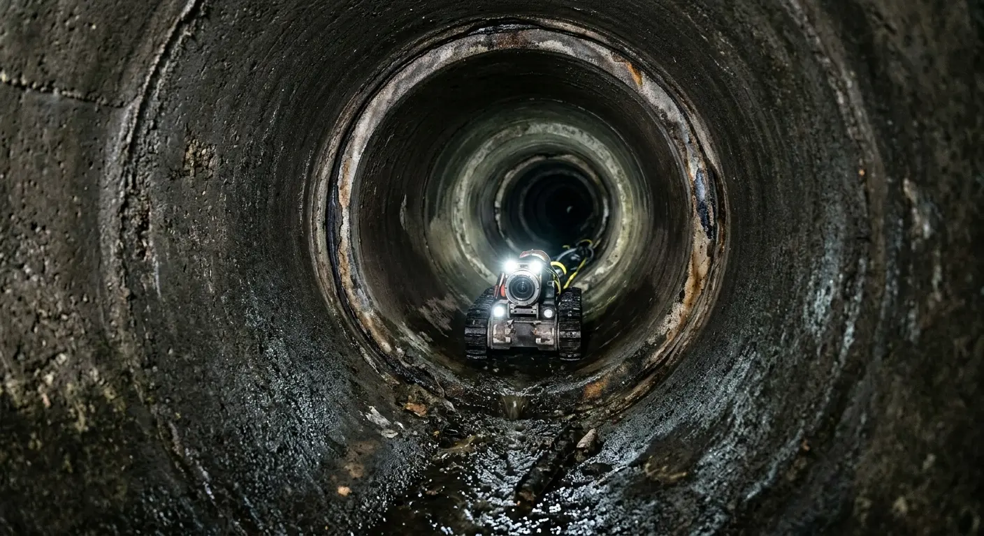 Robotic sewer camera inspecting pipe interior for Drain Snake Service in Johnsburg